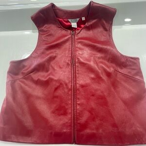 Vintage Stonebridge Red 100% Genuine Leather Vest. Size L
